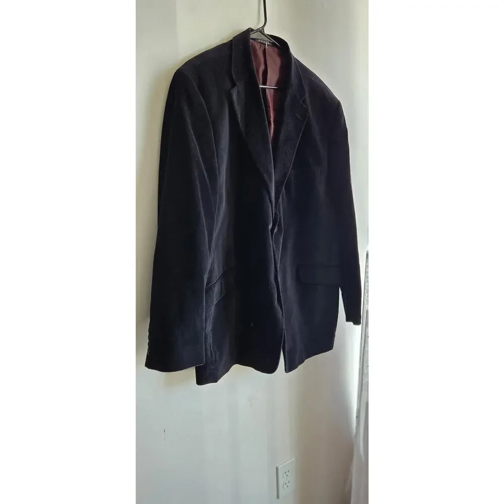 J. Ferrar Black Velvet Sport Coat Blazer SLIM FIT 100% Cotton Winter Dressy 48R